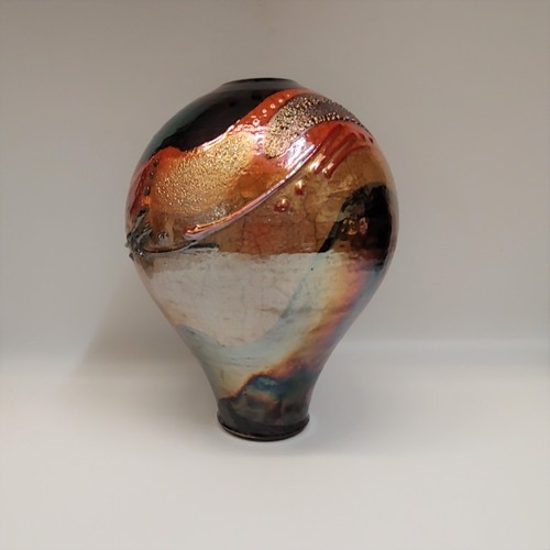 Click to view detail for #220518 Raku Glitter Glaze 9x6 $42